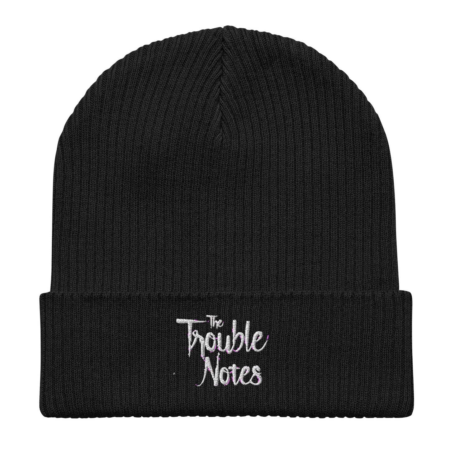 The Trouble Notes "Minimalistic Logo" WHITE Organic Ribbed Beanie