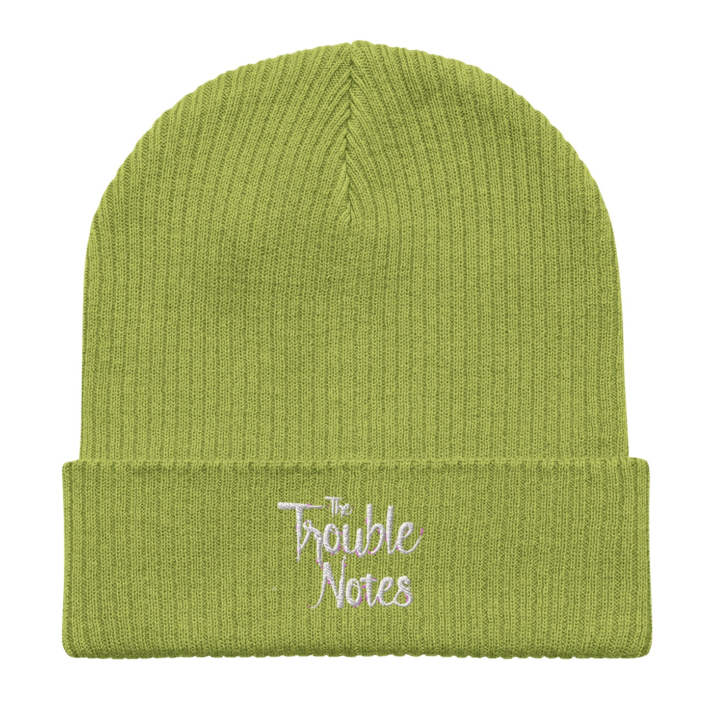 The Trouble Notes "Minimalistic Logo" WHITE Organic Ribbed Beanie