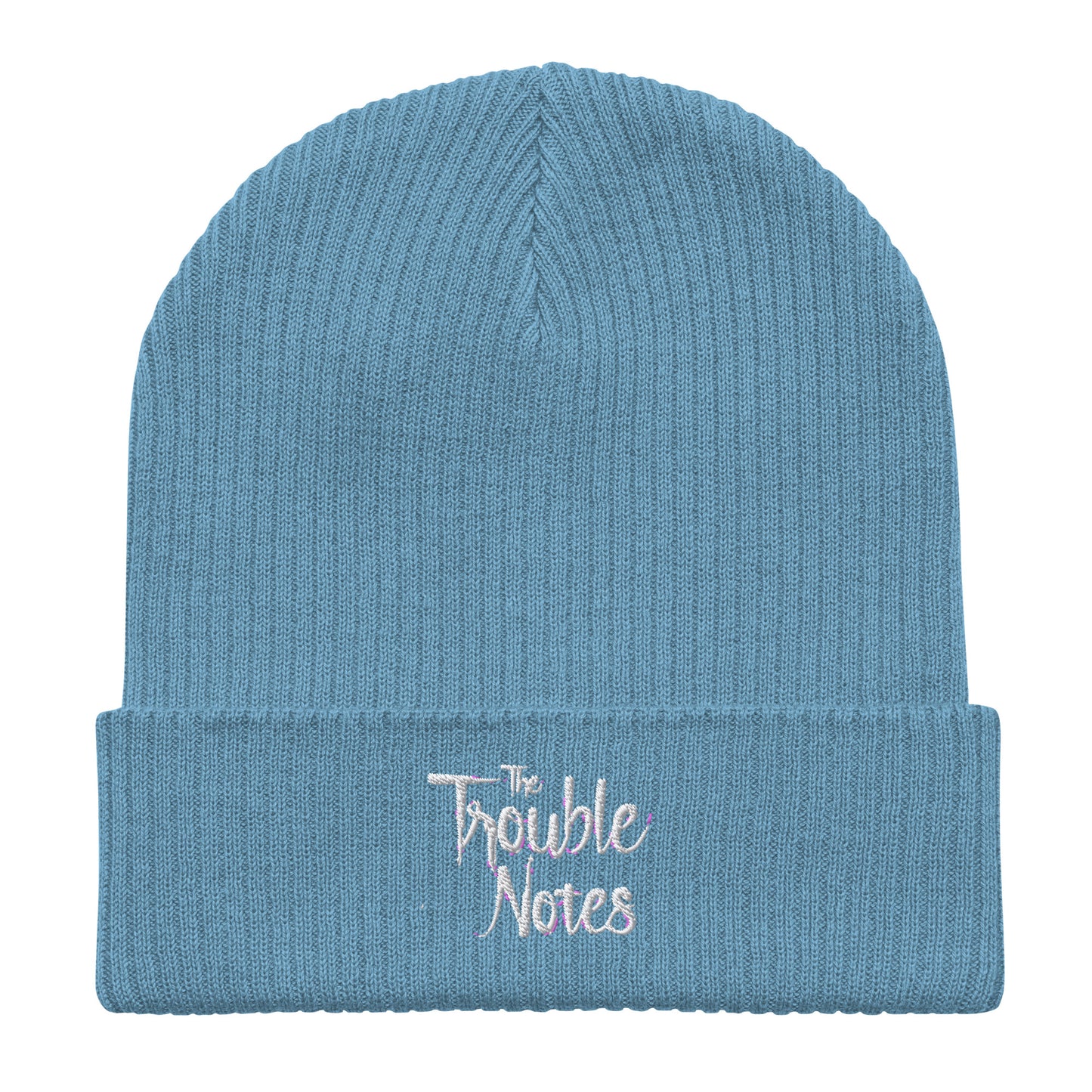 The Trouble Notes "Minimalistic Logo" WHITE Organic Ribbed Beanie