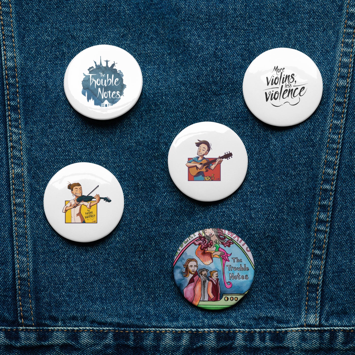 Set of pin buttons