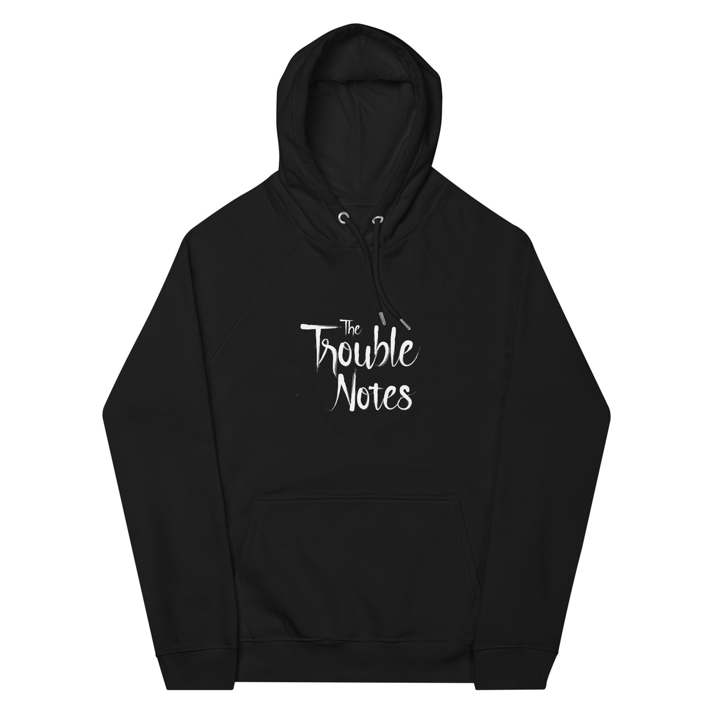 The Trouble Notes Minimalistic Logo" WHITE (Print) Unisex Eco Raglan Hoodie