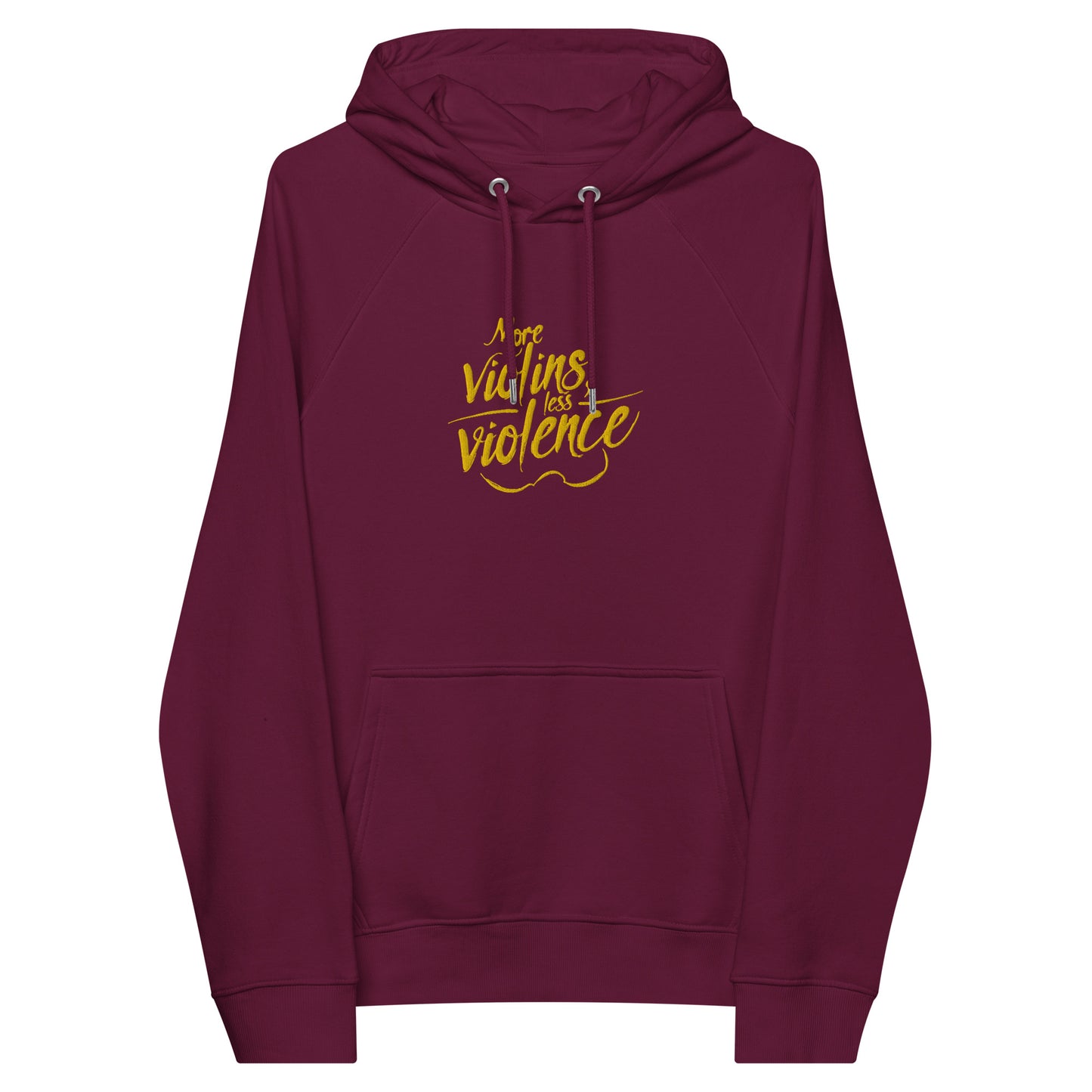 The Trouble Notes "More Violins / Less Violence" GOLD (Embroidered) Unisex Eco Raglan Hoodie
