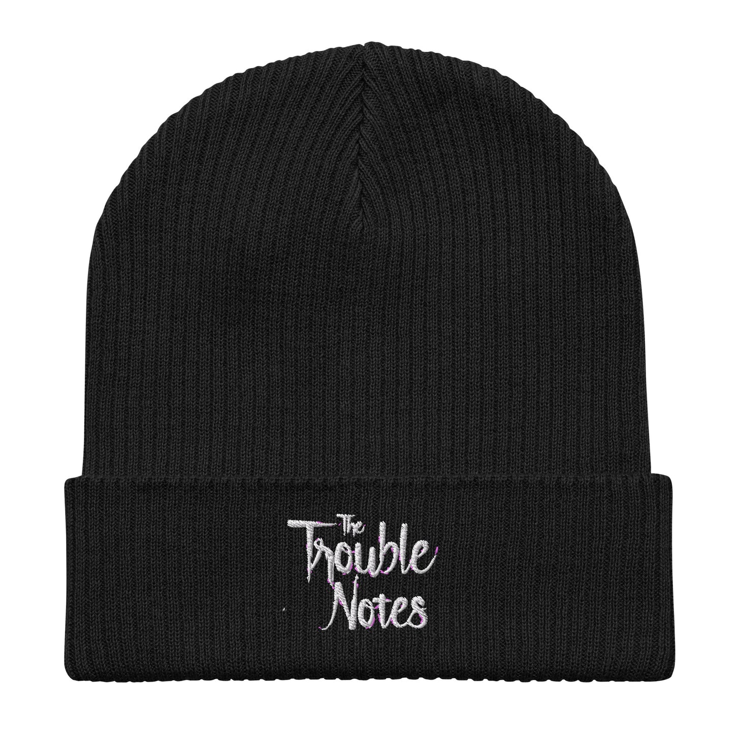 The Trouble Notes "Minimalistic Logo" WHITE Organic Ribbed Beanie