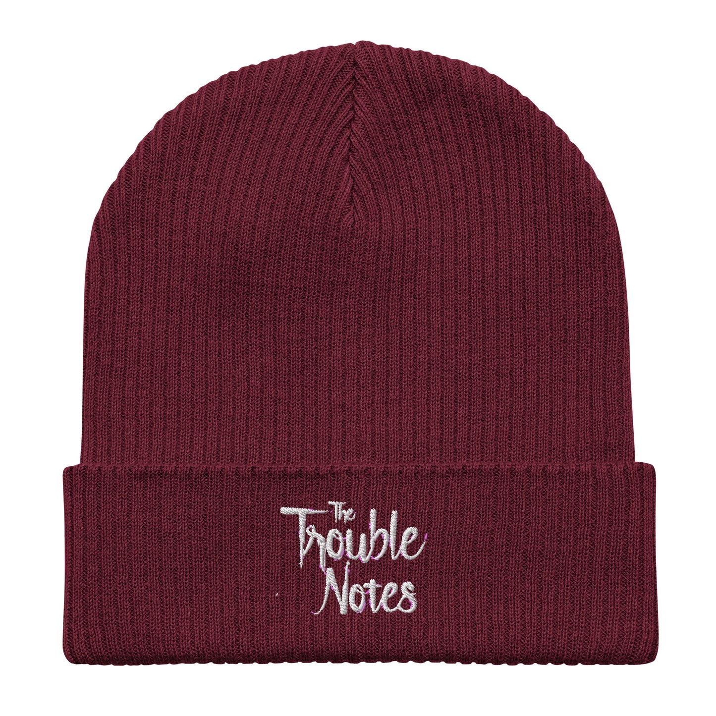 The Trouble Notes "Minimalistic Logo" WHITE Organic Ribbed Beanie