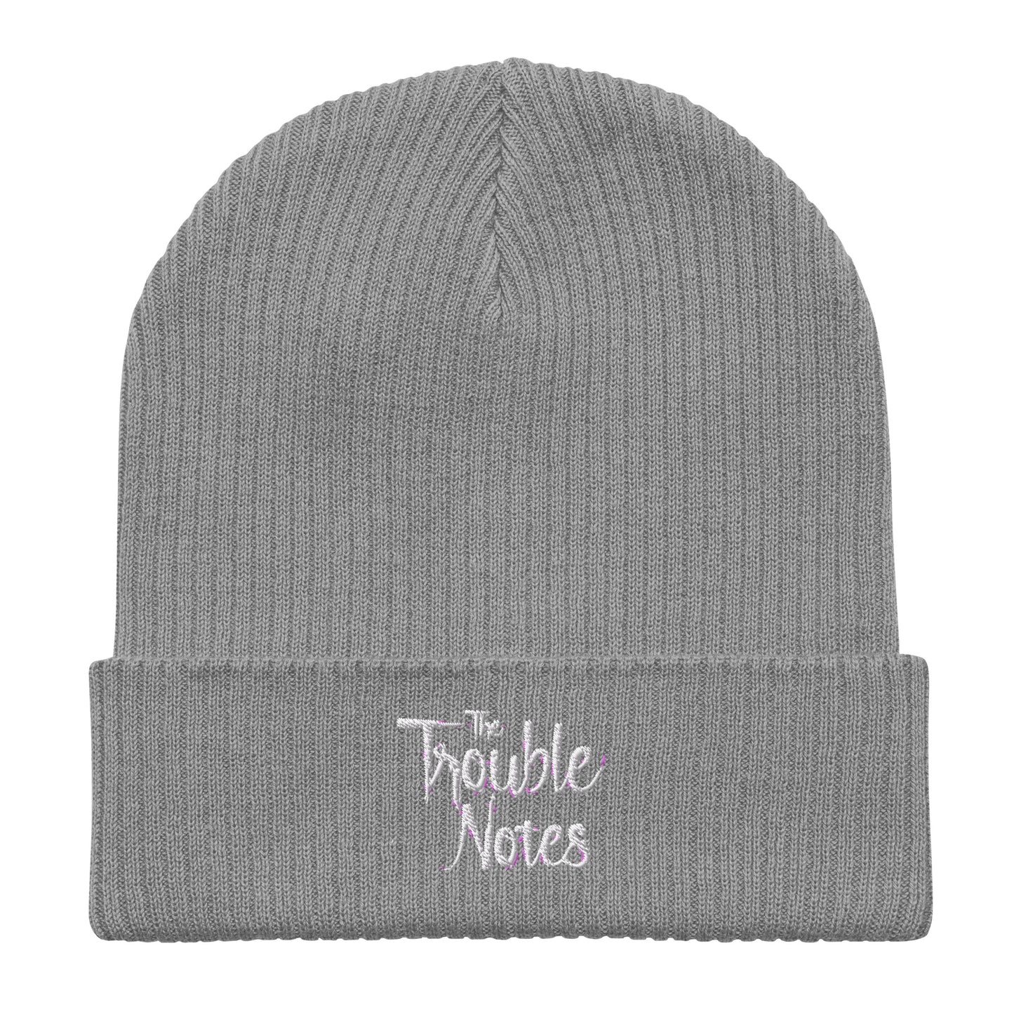 The Trouble Notes "Minimalistic Logo" WHITE Organic Ribbed Beanie