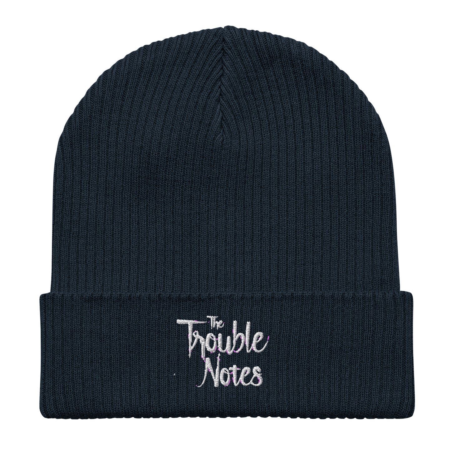 The Trouble Notes "Minimalistic Logo" WHITE Organic Ribbed Beanie