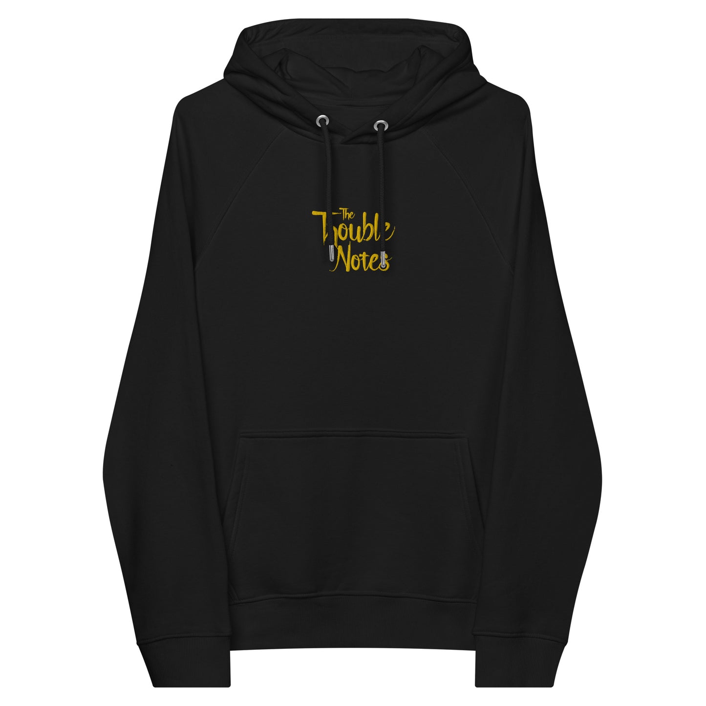 The Trouble Notes Minimalistic Logo" GOLD (Embroidered) Unisex Eco Raglan Hoodie