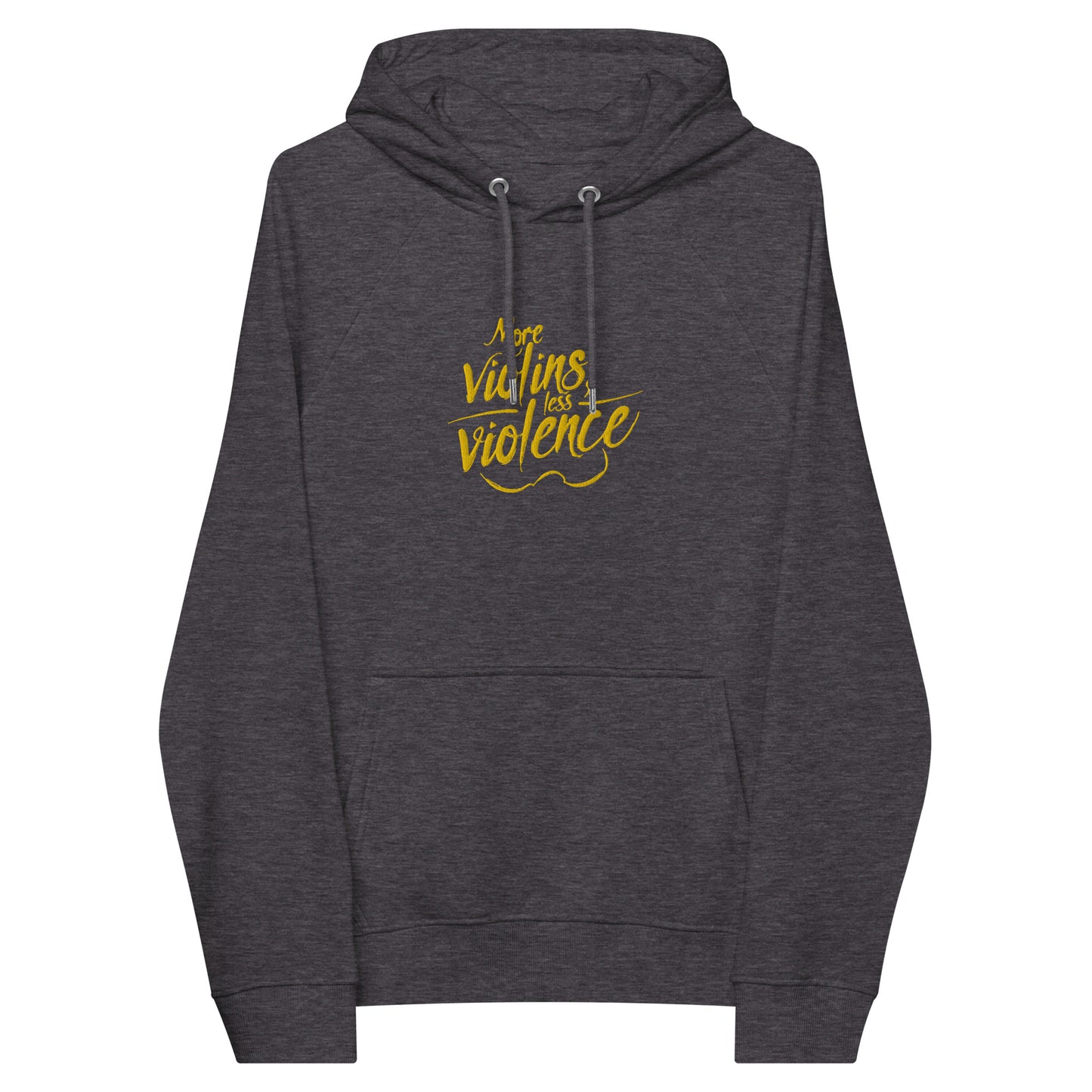 The Trouble Notes "More Violins / Less Violence" GOLD (Embroidered) Unisex Eco Raglan Hoodie