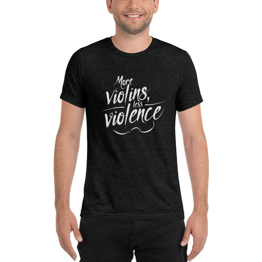 White Print T-Shirt More Violins Less Violence