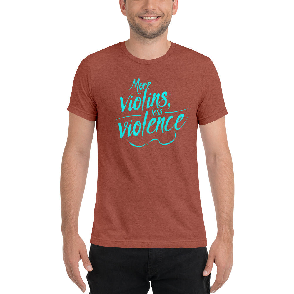 The Trouble Notes "More Violins Less Violence" TEAL (Print) T-Shirt