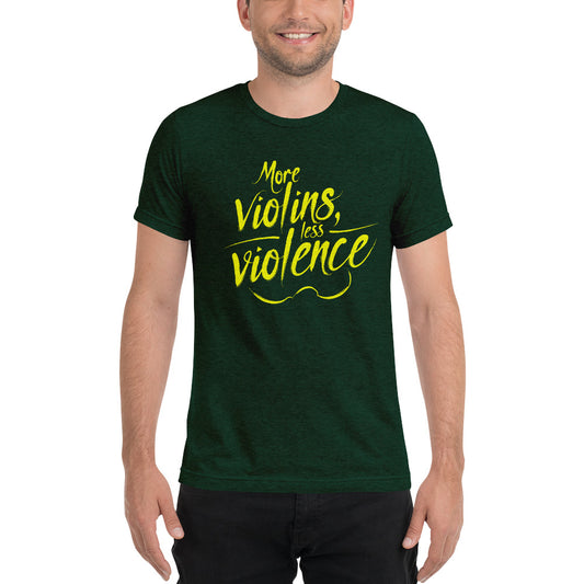 Yellow Print T-Shirt More Violins Less Violence