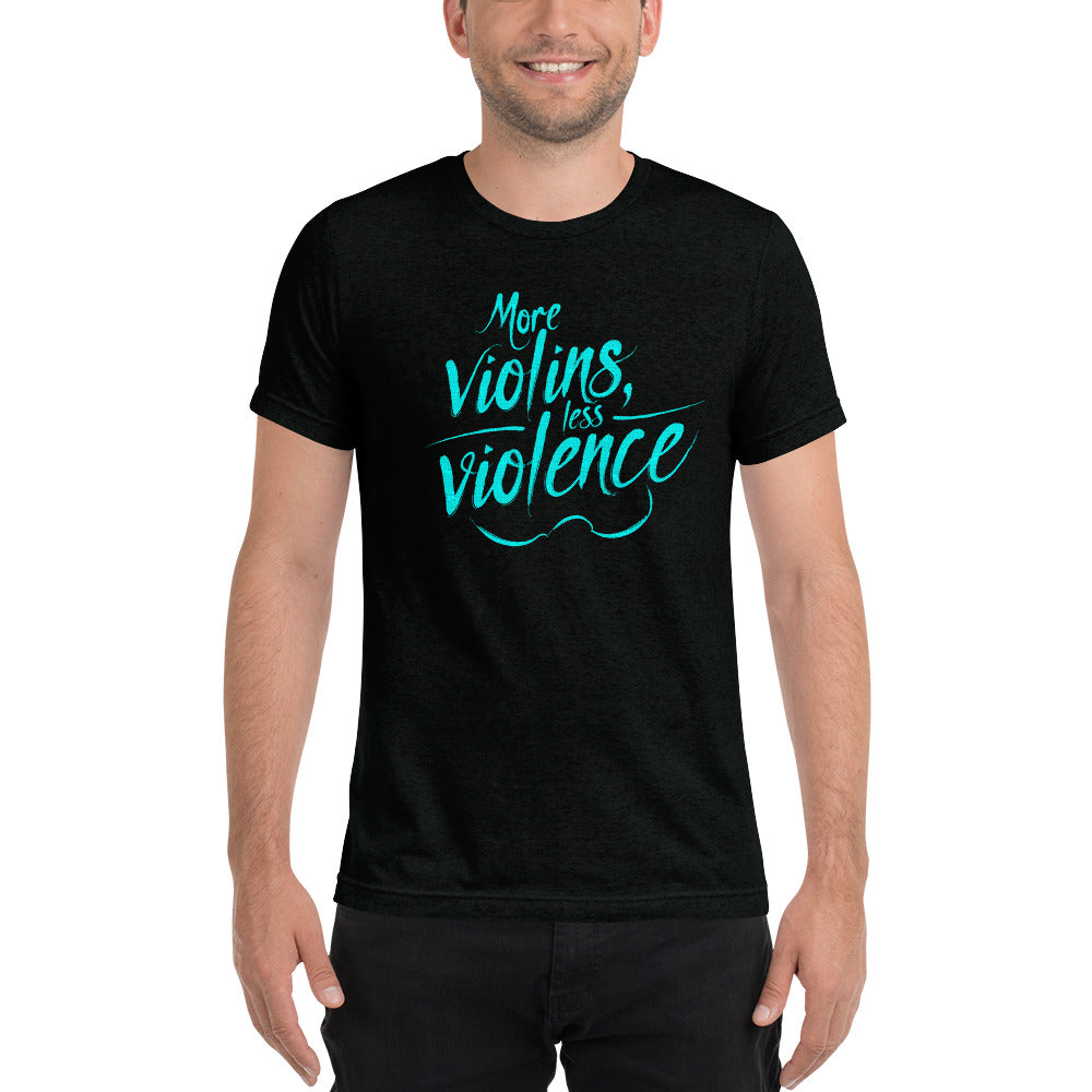 The Trouble Notes "More Violins Less Violence" TEAL (Print) T-Shirt